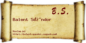 Balent Sándor névjegykártya